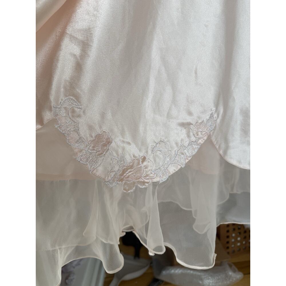 Vintage Sara Beth Saks Fifth Avenue Pink Satin Lace Nightgown Slip Dress M 38 - Picture 4 of 6
